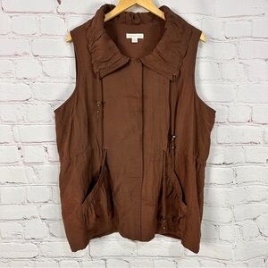 Coldwater Creek women’s brown vest plus size jacket sleeveless size 1X 16 18